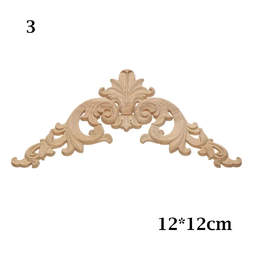 Furniture Parts Unique Natural Floral Wood Carved Corner Appliques Frame wooden Figurines Crafts Woodcarving Decorative