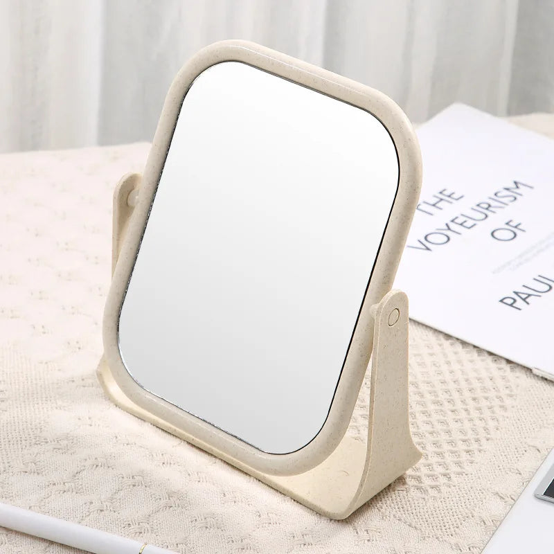 Square Makeup Mirror - 360° Swivel, HD Double Sided Vanity Mirror for Dorm and Bedroom with Swivelling Tabletop Vanity Mirror
