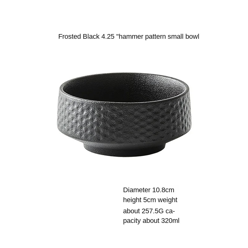 Anti-scratch Ceramic Salad Deep Plate Retro Rice Bowl Hammer Pattern Shallow Mouth Pasta Plate Western Restaurant Tableware