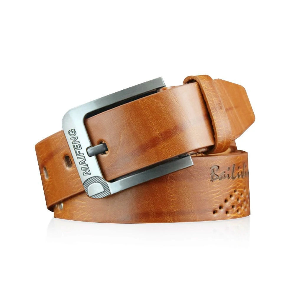 Genuine Leather Men's Belt Luxury High Quality Classic Buckle Business Cowboy Vintage Waistband Alloy Belts