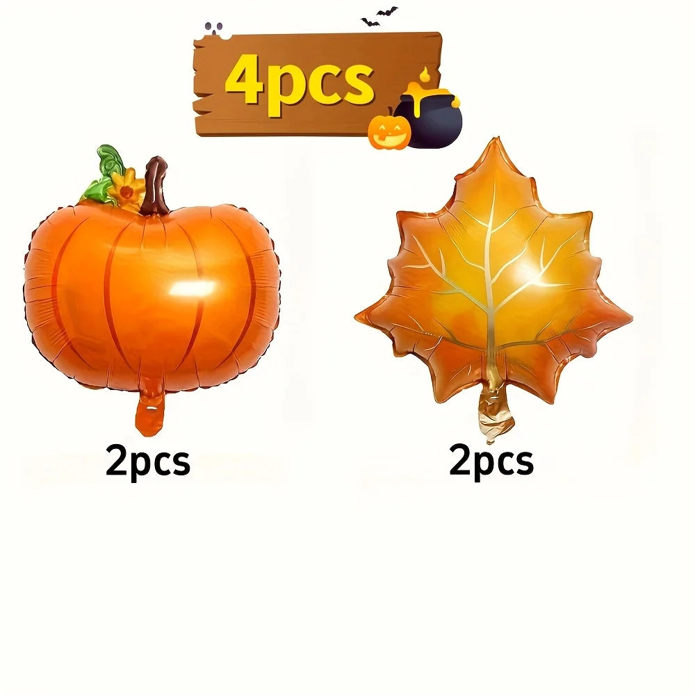 1set Happy Fall Balloons Pumpkin Big Maple Leaves Acorn Balloons Fall Mylar Foil Balloons ThanksGiving Home Festival Decorations