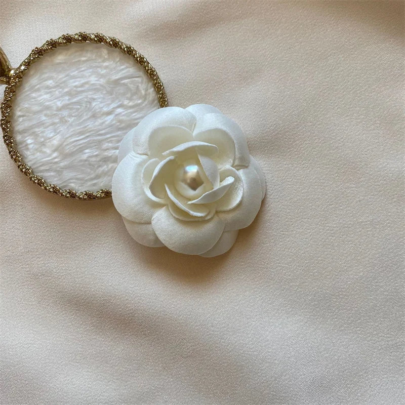 New Fabric Camellia Flower Brooch Velvet Bow Tie Ladies College Style Shirt Collar Pins Vintage Wedding Party Brooches For Women