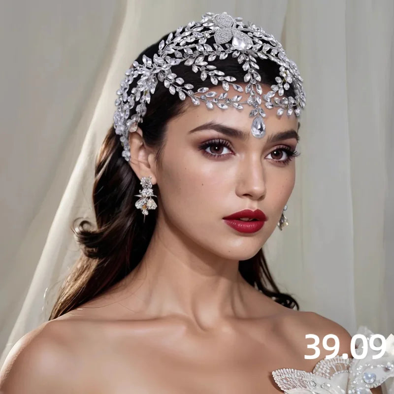 HP457 Bride Headwear Bohemian Bridal Headband Women Crown Wedding Hair Accessories Forehead Tiara Headdress Gift Trendy
