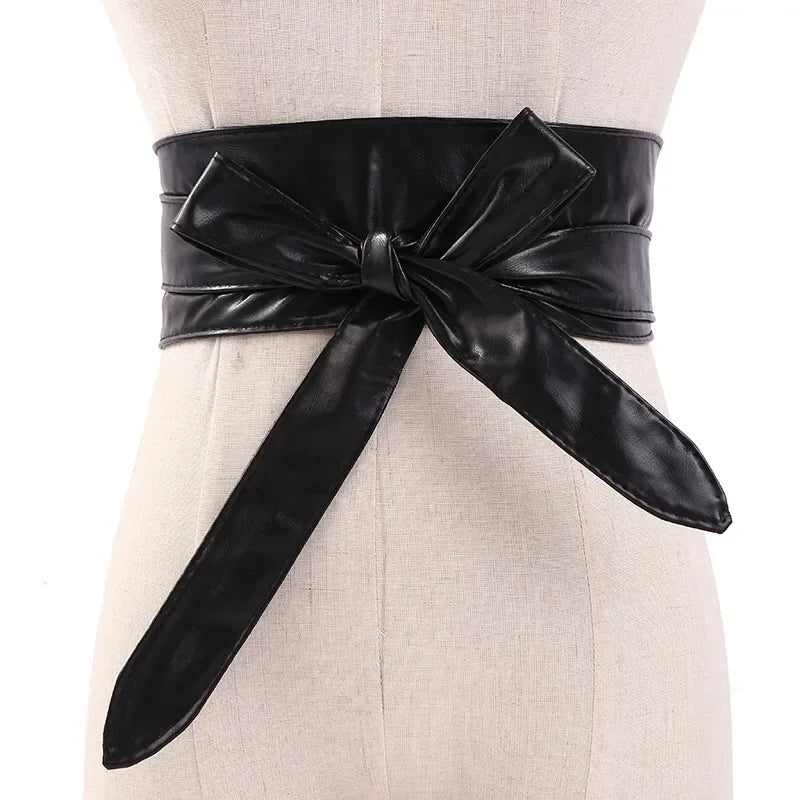 Women's Girdles Fashionable Solid Color PU Wide Belt Beautiful and Useful Tight Girdles Apparel Accessories