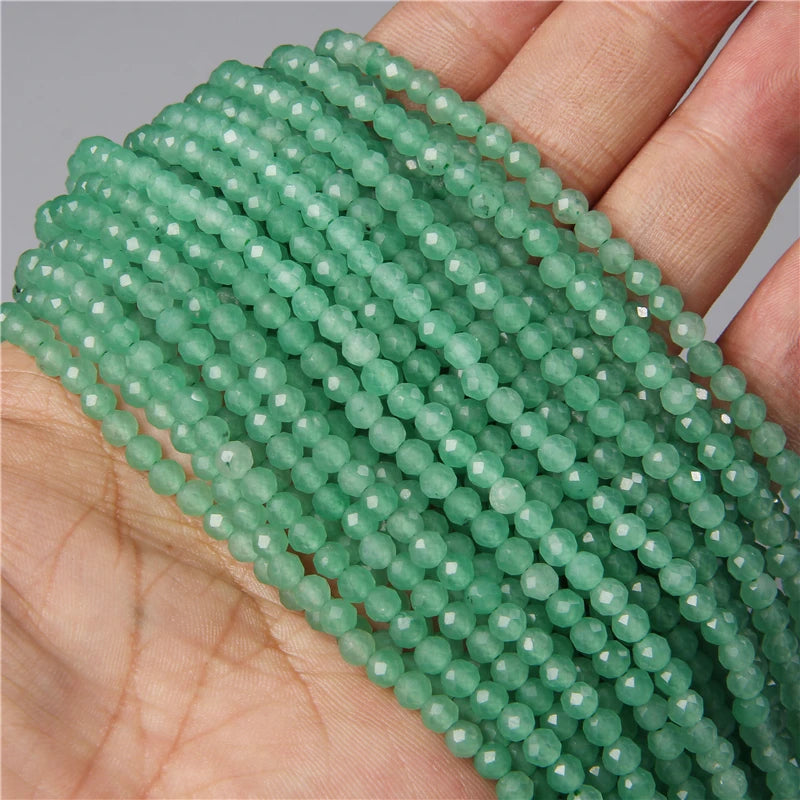 Micro Faceted Bead Natural Stone Beads Facted Green Emeralded 2 3 mm Spacer Loose Beads for Jewelry Making Necklace DIY Bracelet