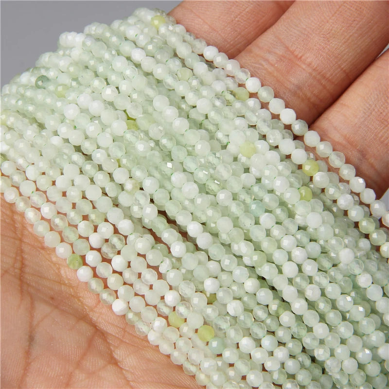 Micro Faceted Bead Natural Stone Beads Facted Green Emeralded 2 3 mm Spacer Loose Beads for Jewelry Making Necklace DIY Bracelet
