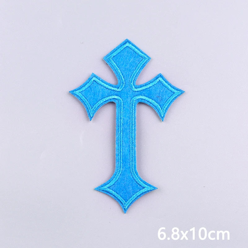 Jesus Cross Embroidery Patch For Clothes Gold Silver Cross Iron On Patches For Clothing Personality Appliques Craft Decoration