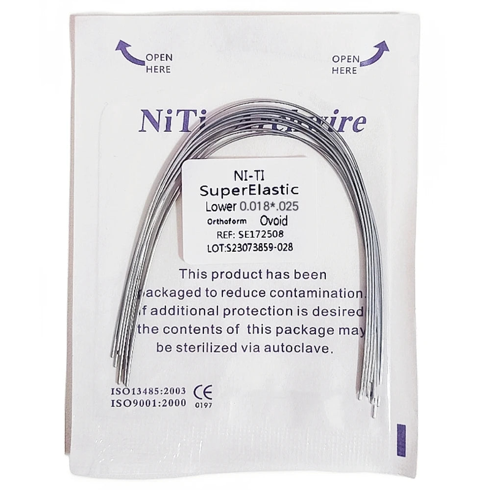 10pcs Dental Orthodontic Arch Wires Niti Archwires Natural/Ovoid Form Round/Rectangular Shape Upper Lower for Braces