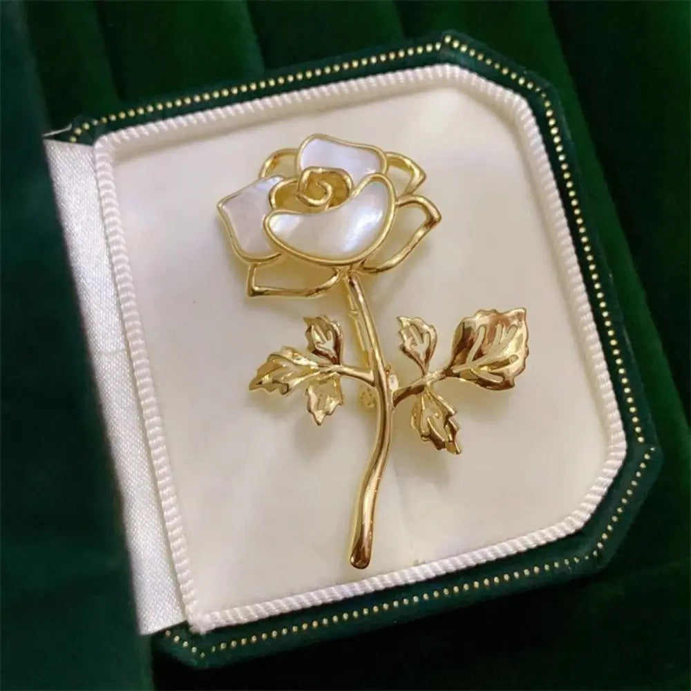 Fairy Rose Brooch For Women Luxury Design Natural Shell Chest Flower Brooch Pins Jewelry Romantic Badge Wedding Birthday Gifts
