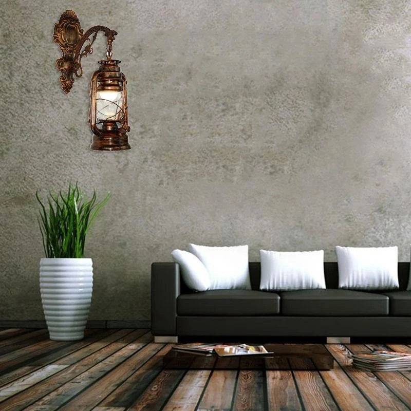 2025 New Vintage LED Wall Lamp Barn Lantern Retro Coal Oil Wall Light European Antique Style