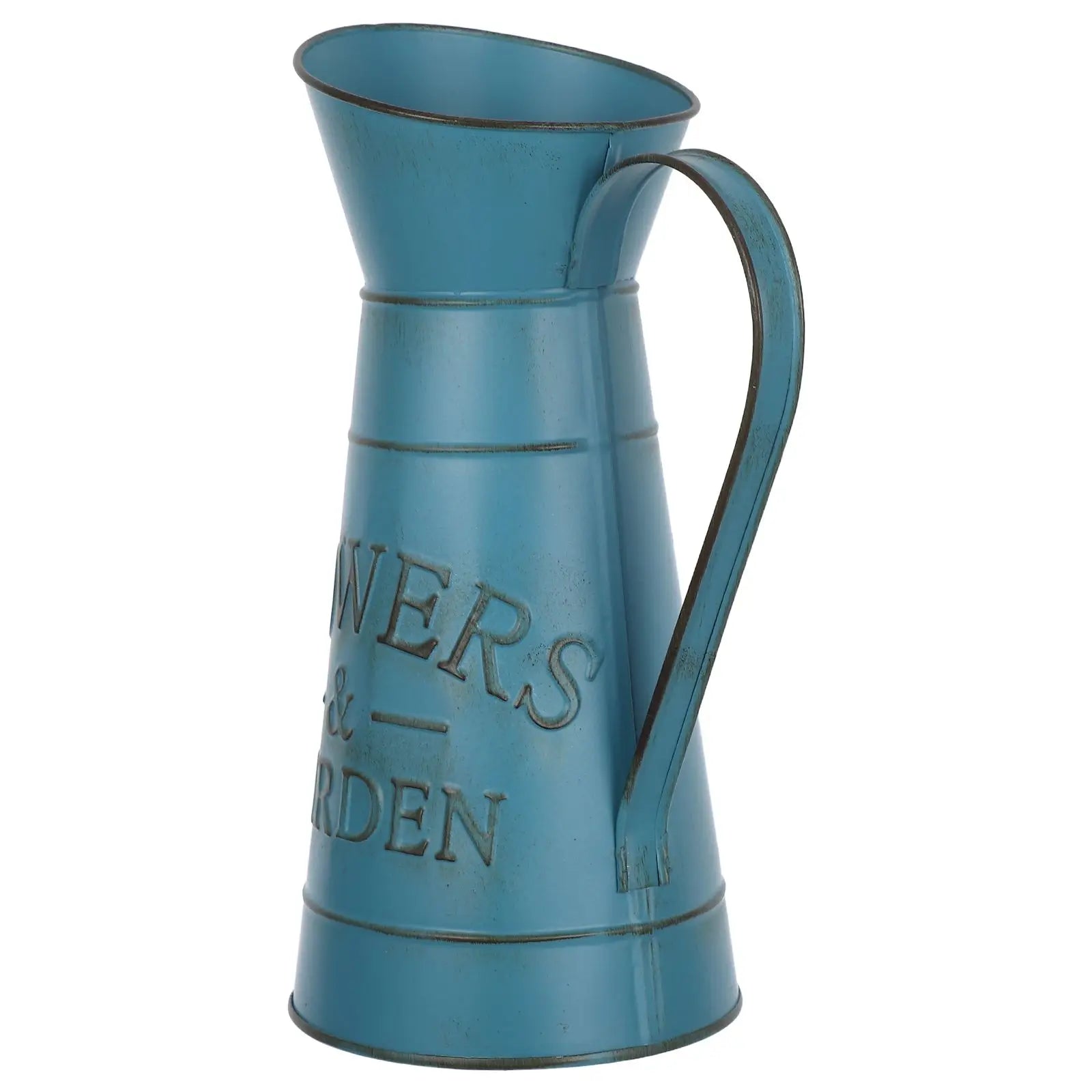 Retro Kettle Vase Blue Small Decorative Iron Pitcher for Home Office Balcony Flower Arrangement Gardening AccessoriesVintage
