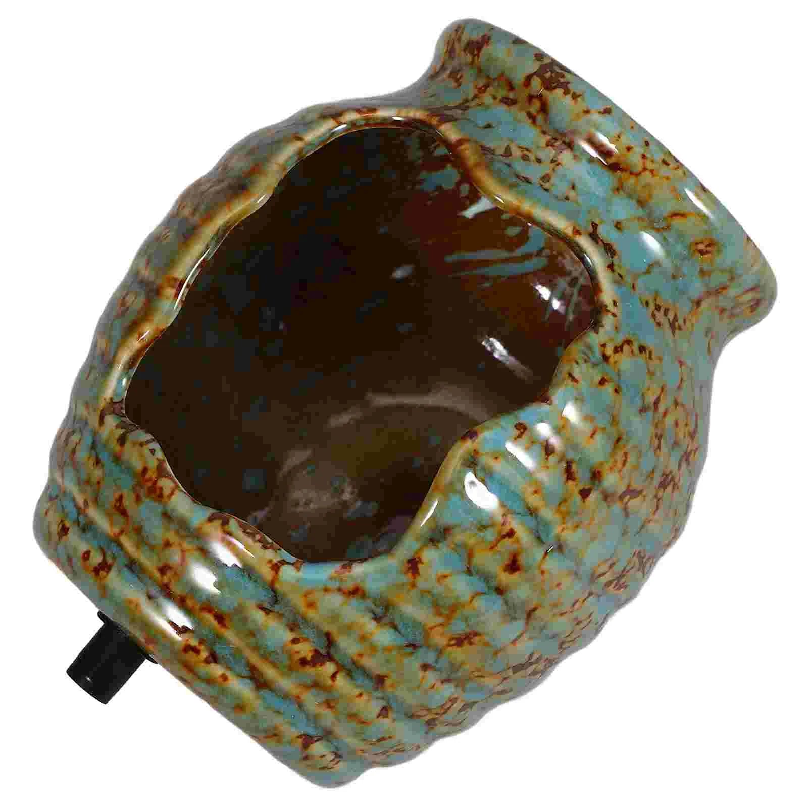 Ceramic Mini Jar Fountain Solar Powered Waterfall Vase Garden Supplies Landscaping Decor Outdoor Indoor Patio Yard Fountains
