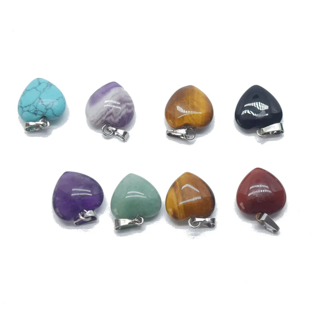 1.5cm Boutique Natural Stone Jade Heart Heart Shaped Necklace Pendant Personalized Agate Pendant Heart Shaped Buckle Jewelry