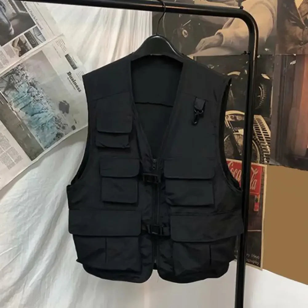 Summer Men Tactical Vest Coat Casual Photographer Waistcoat Mesh Work Sleeveless Multi Pockets Jacket Tools Pocket Cargo Vest