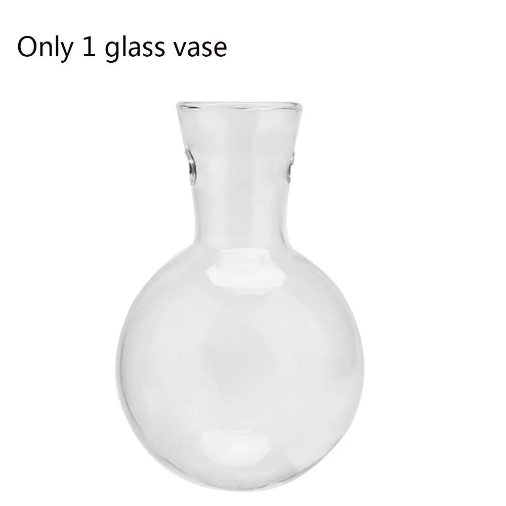 Vintage Hydroponic Plant Vases Glass Vase Vintage Bonsai Flower Pot Terrarium Tabletop Tray Wooden Frame Home Decoration