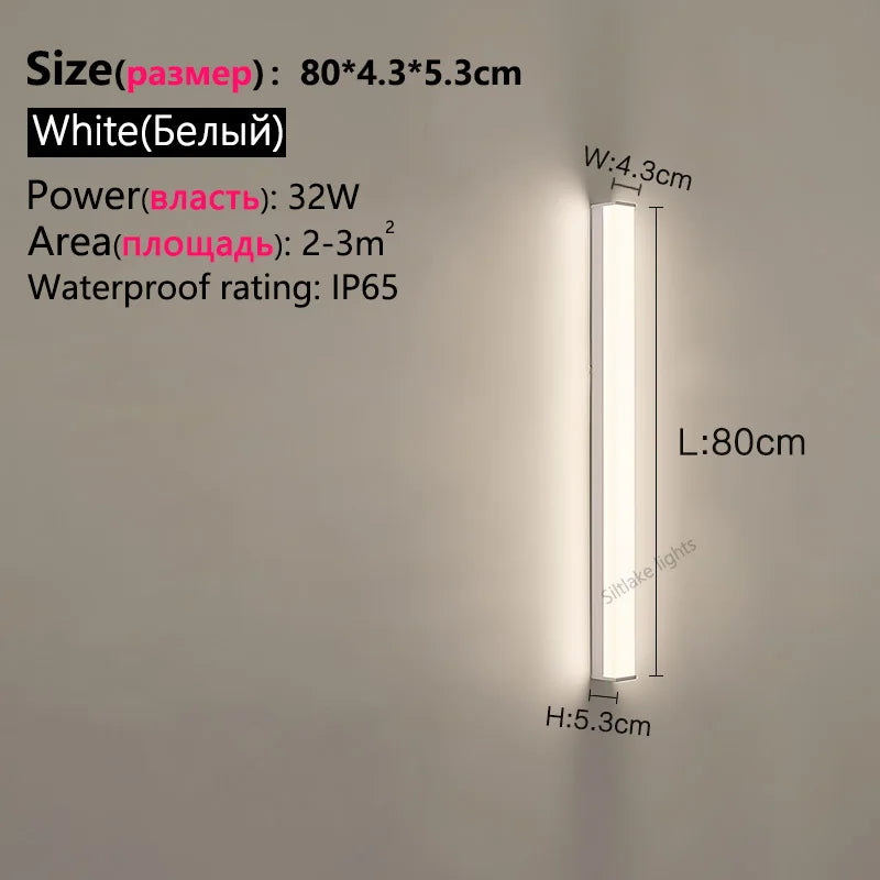 Outdoor waterproof wall lamp long strip modern simple LED courtyard garden wall lamp balcony lamp minimalist exterior wall lamp