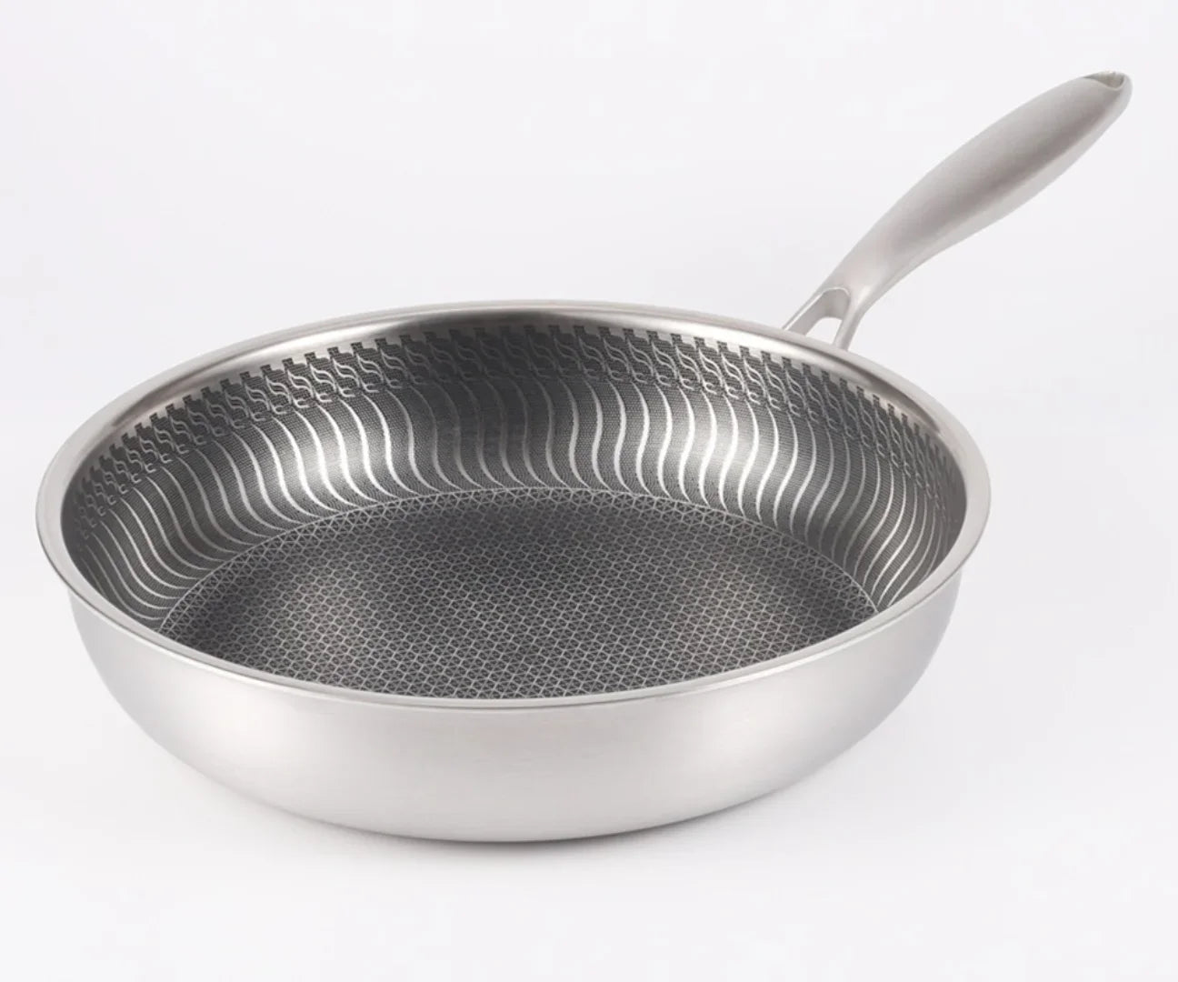 316 Stainless Steel Wok Honeycomb Frying Pan Steak Cooking Flat Bottom Non-Stick Pan Induction Cooker Universal Kitchen Cookware