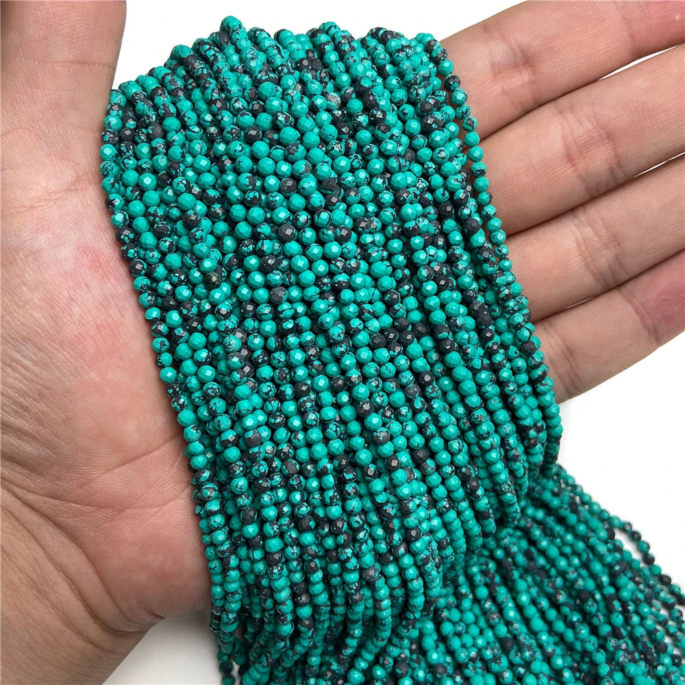 Micro Faceted Bead Natural Stone Beads Facted Green Emeralded 2 3 mm Spacer Loose Beads for Jewelry Making Necklace DIY Bracelet