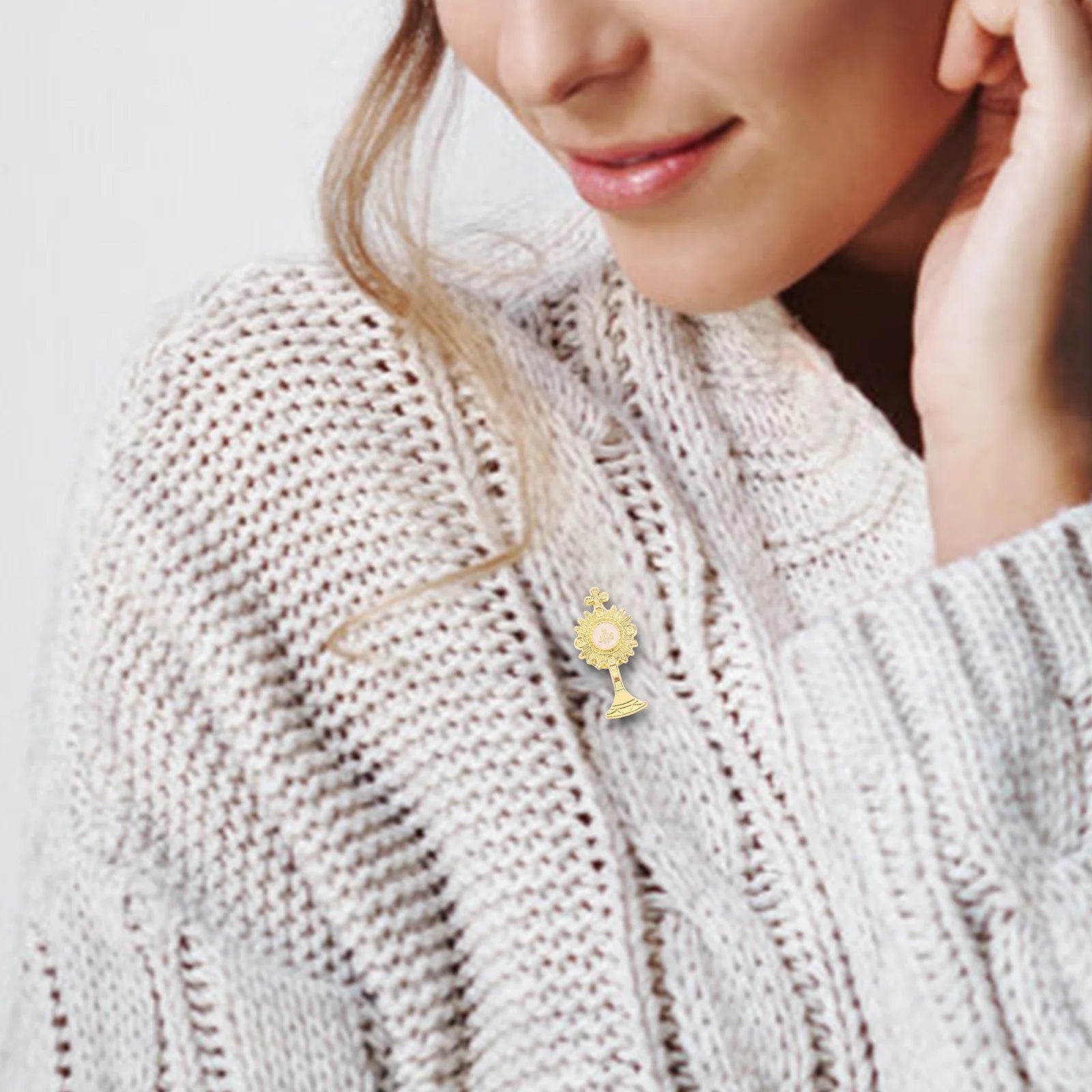 First Communion Breastpin Chalice Cross Pin Religious Brooch Enamel Lapel Tie Pin Jewelry Accessories Holy Communion Keepsake