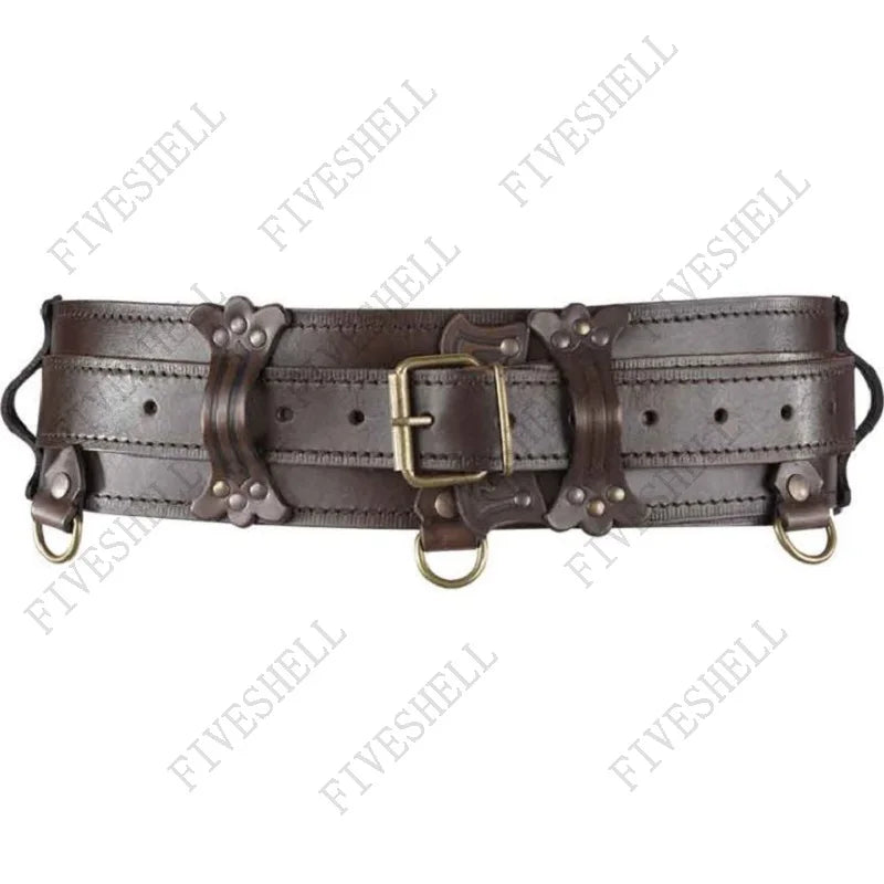 Medieval Festival Girdle Wide Leather Belt Steampunk Gothic Waist Protector Larp Celtic Knight Cosplay Waistband For Men Women