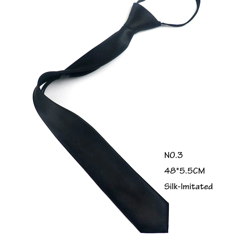 Casual Black Clip Ties For Men Women Student College Security Simple Necktie Doorman Steward Matte Suit Business Skinny Lazy Tie