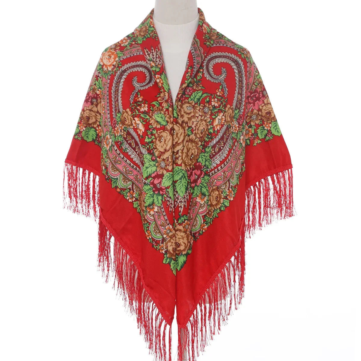 Women Luxury Floral Printed shawl Scarf for woman Square Babushka Handkerchief Head Wraps cardigan  Bohemia Retro Fringed Cape