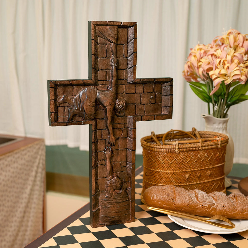Jesus Christ the Savior Decorative Christian Cross, Wall Cross, Wooden Cross, Baptism, Jesus Home Decor, Catholic Wall Art