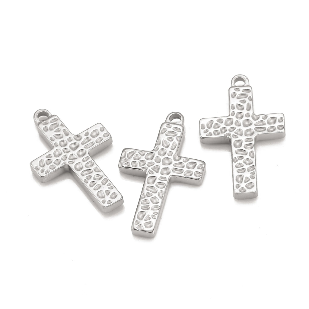 3pcs Stainless Steel Fashion Jesus Crosses Charm For DIY Necklace Earrings Pendant Jewelry Making Accessories Supplies Wholesale