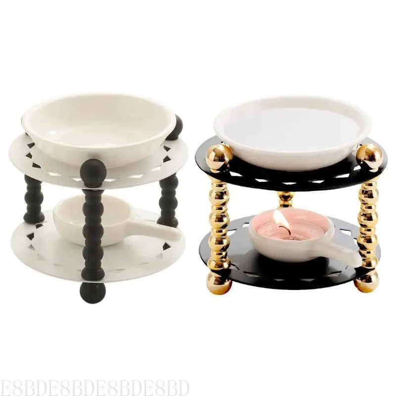 E8BD Ceramics Essential Oil Burners Fragrances Lamp with Spoon for Home Decors