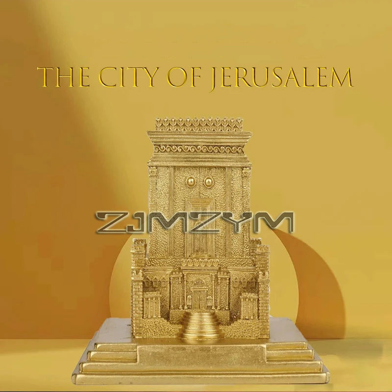 Jewish Temple Jerusalem Replica on Copper Base includes Holy Place Artifacts Home Decorations Imitation Metal Decoration