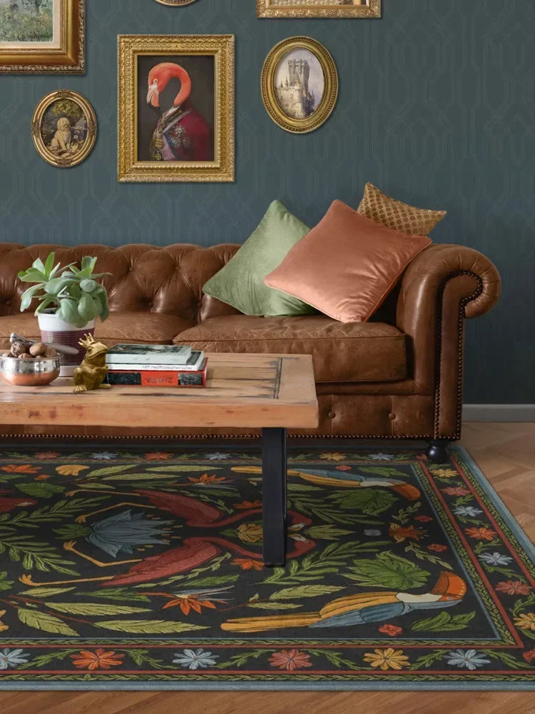 Living Room Large Carpet for Bedroom Bedside Floor Mat Bohemian Style Animal Plant Carpets Retro Home Decoration Rug 대형 거실 카펫