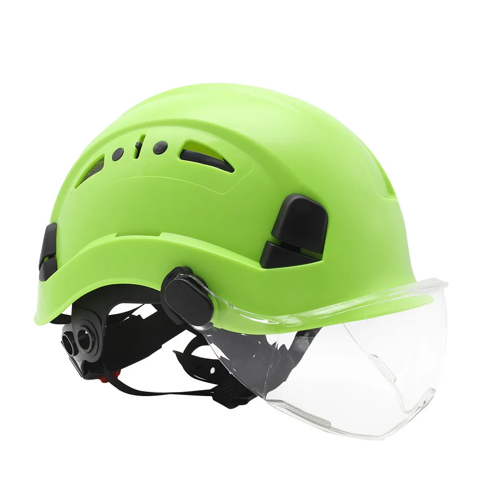 CE Safety Hard Hat with Visor Adjustable Vents Work Cap Head Protective Safety Helmet with Goggles Outdoor Riding Climing Rescue