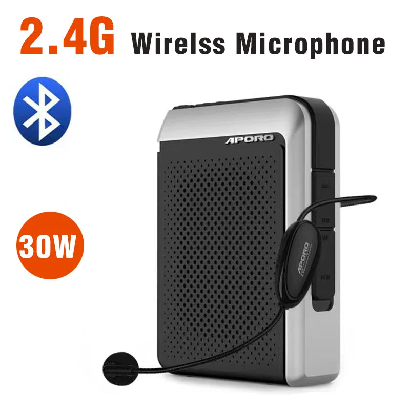 T18 Amplifier 30W 2.4G  Wireless Microphone Bluetooth 5.0 Speaker College Teacher School Tour Guide Portable FM Radio