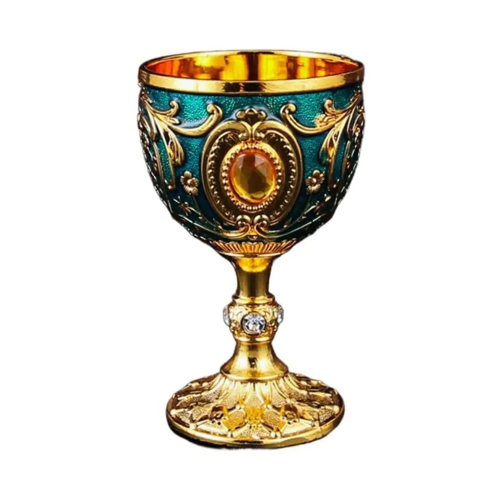 Drink Cup Embossed Vintage Metal Wine Cup Diamond-encrusted Anti-break Wine Glasses European Style Chalice Communion