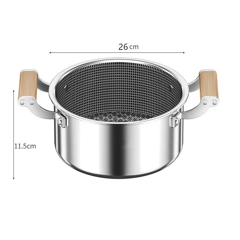 316 Stainless Steel Soup Pot Honeycomb Non-stick Pot with lid Household Hot Pot Induction Cooker Gas Stove Universal Frying Pan