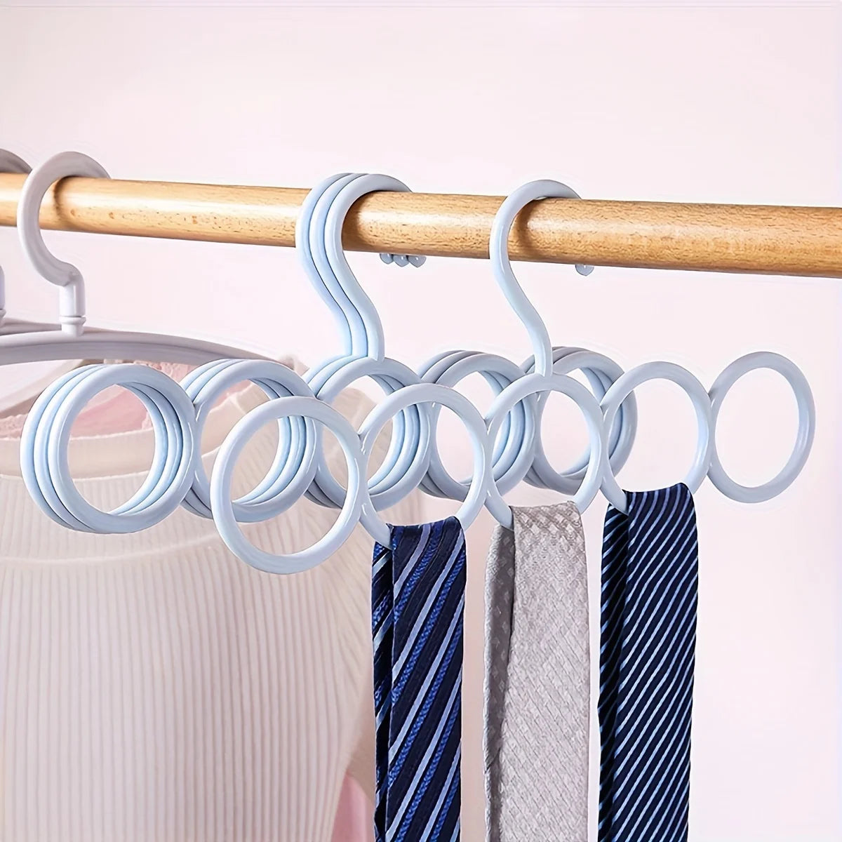 1pc/3pcs/5pcs Five-Ring Storage Hanger, Multifunctional Clothes Scarves , Save Space Closet Organizer For Home And Dorm