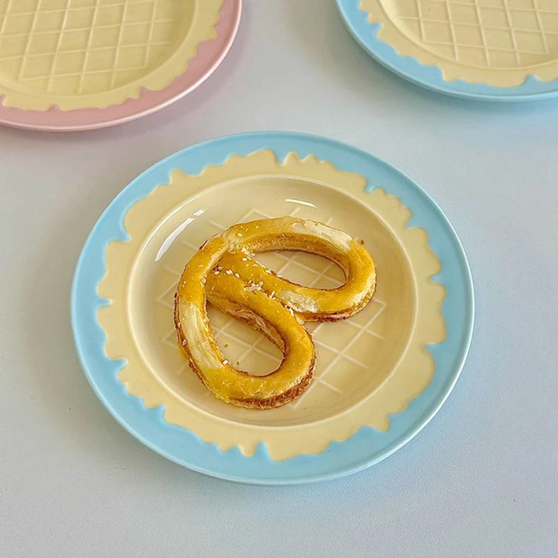 Nordic Style Tableware Household Patchwork Breakfast Plates 2025 New Simple Ceramic Dish Cream Ice Cream Shaped Dessert Plate