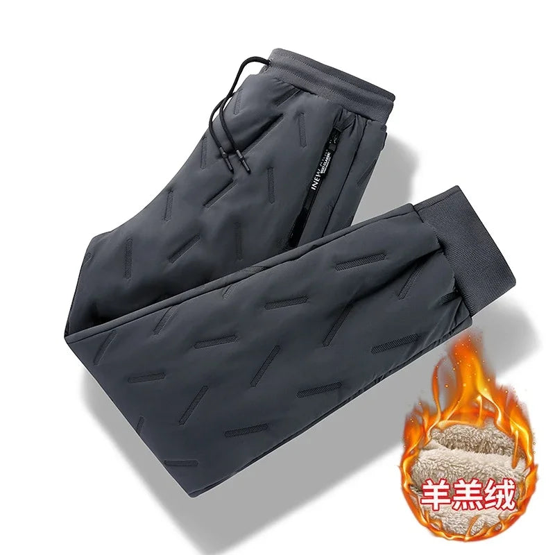 Lamb Feather Pants Men's Lined Fleece Pants Men's Cashmere Sports Pants Men's Autumn Winter Casual Jogging Pants Winter Warm