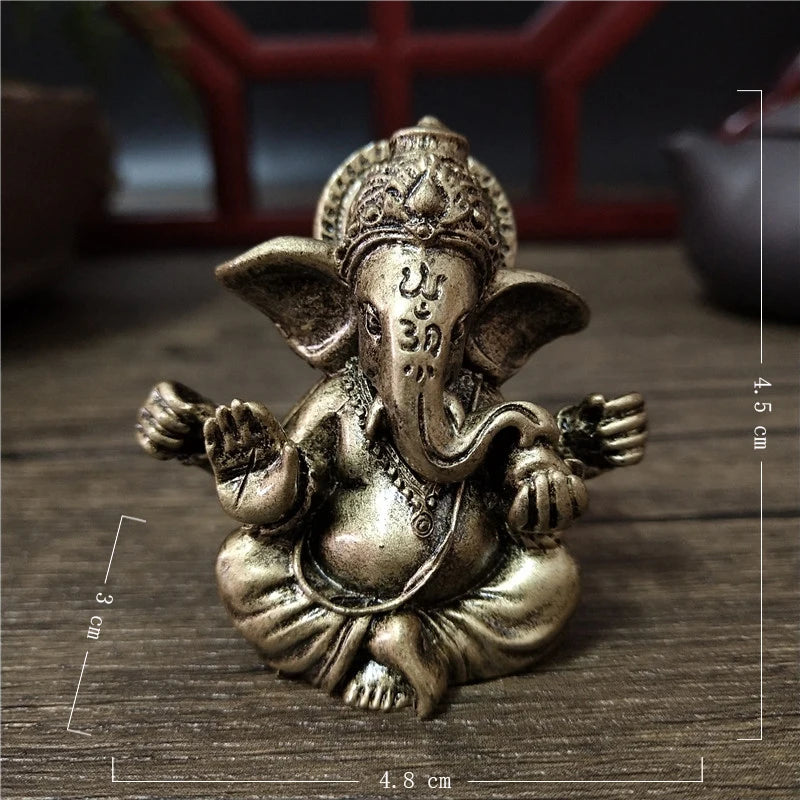 Bronze Color Lord Ganesha Statue Buddha Ornaments Elephant Hindu God Sculpture Figurines Home Office Decoration Buddha Statues