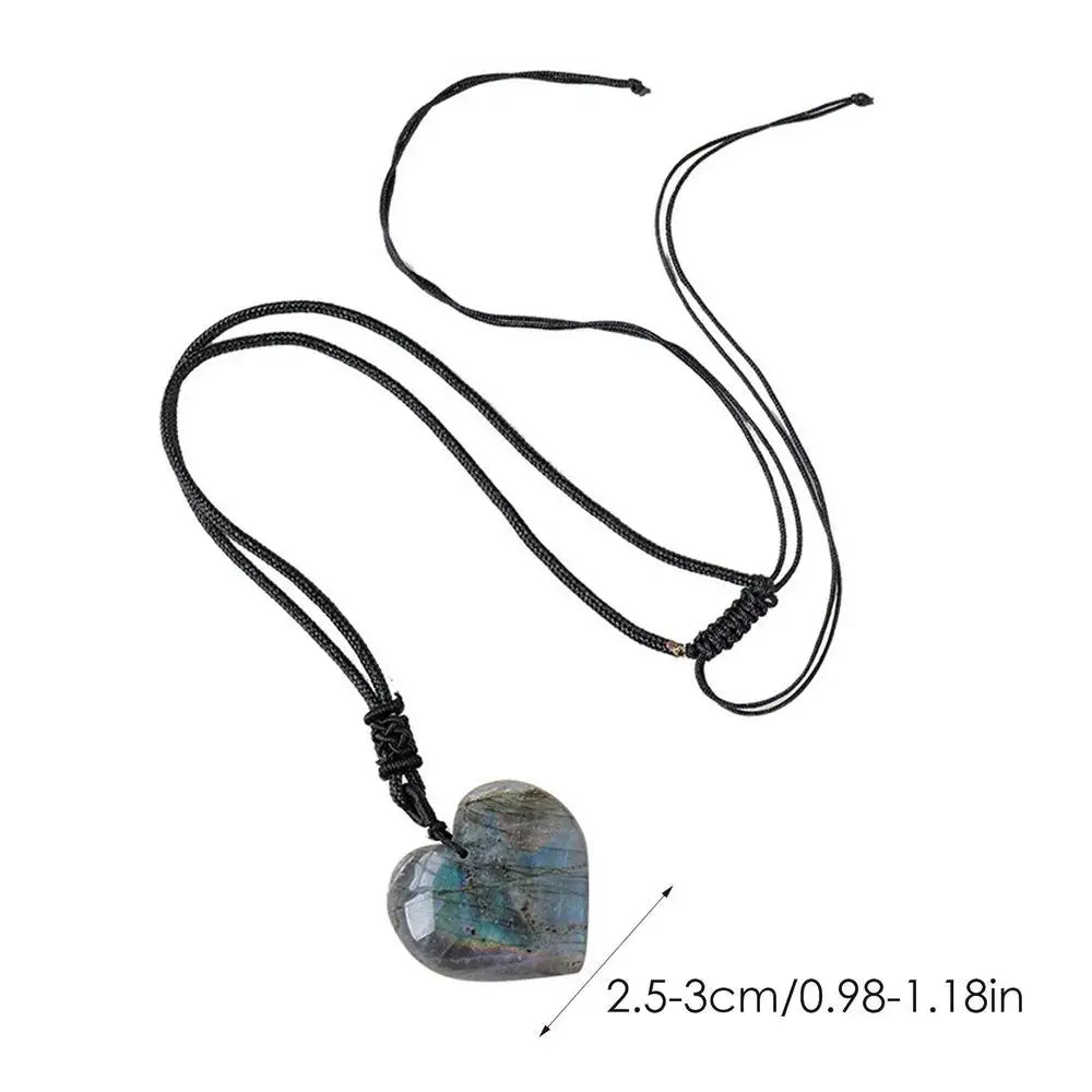 1PCS Natural Labradorite Pendant Necklaces Men Women Energy Quartz Necklaces Stones Ornament Moonstone Home Decoration
