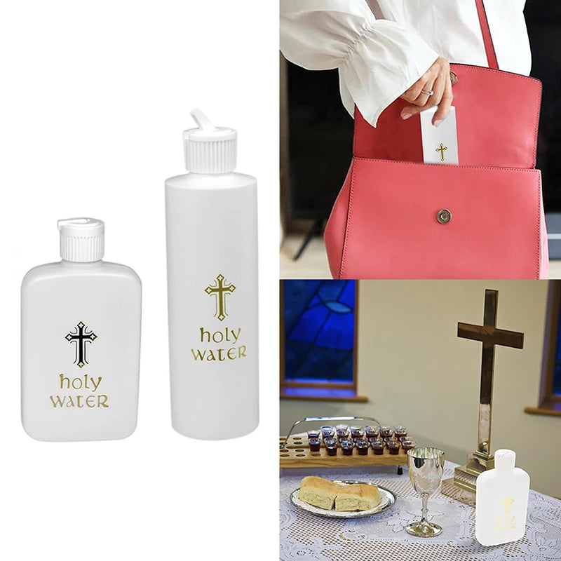 2/3Pcs 60/100/250ml Jesus Cross Pattern Holy Water Bottle Portable Prime Church Holy Water Bottle For Baptismal Pray
