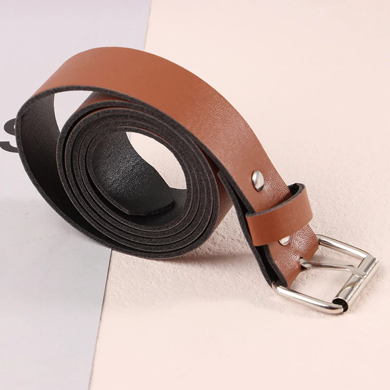 100CM Leather Belt Fashion Waist Belts Metal Buckle Waistband Pants Decorative Belt Clothing Accesories