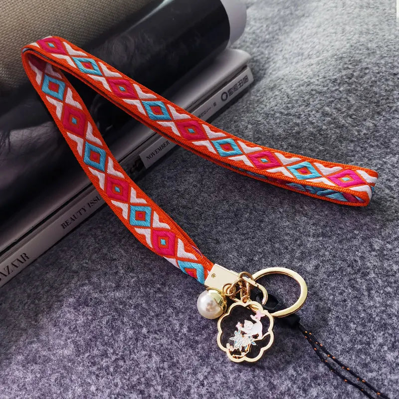 Cell Phone Lanyard Retro Neck Lanyard Strap Mobile Phone Anti-lost Rope Detachable Pendant Compatible Key Chain Work Card U Disk
