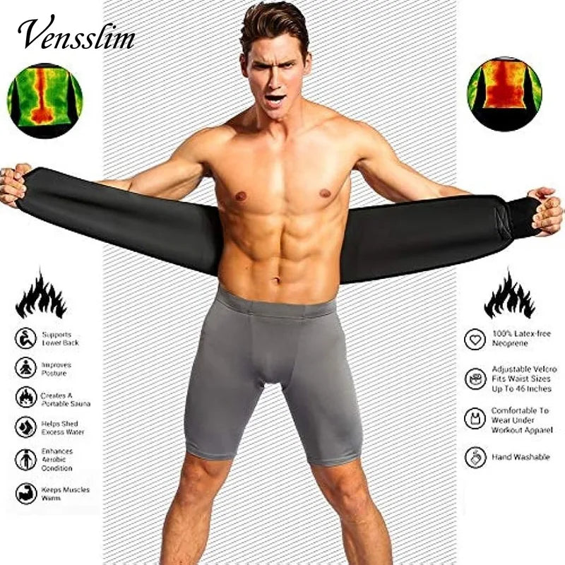 Vensslim Sports Waist Trainer Trimmer Sweat Body Shaper Belt Workout Slimming Belly Band for Men Gym Exercise Burn Fat Corset