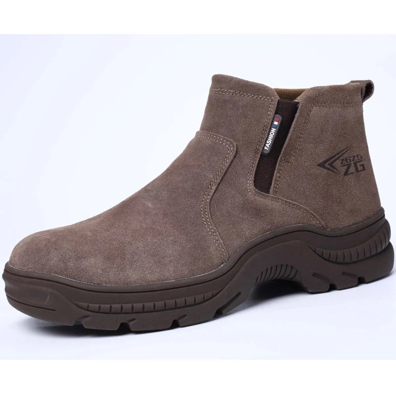 2025 Quality Leather Boots Men Safety Shoes Waterproof Work Boots Safety Steel Toe Shoes Men Puncture-Proof Indestructible Shoes