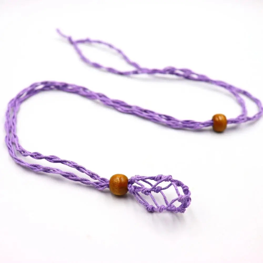 Adjustable Braided Necklace Cord Empty Stone Holder Wax Rope DIY Necklace Natural Quartz Crystal Healing Stone Net Bag Pendant