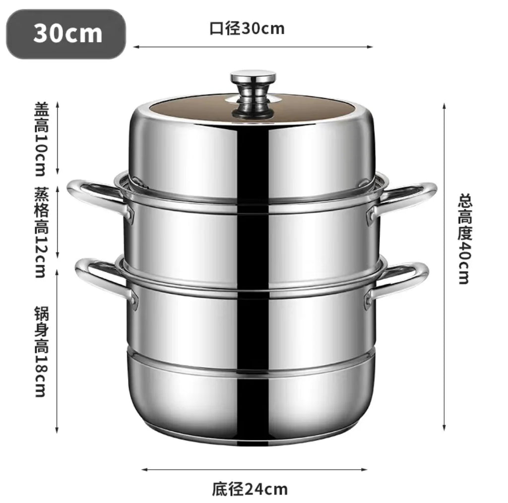 Multifunctional extra thick steamed bread pot 3 Layers Stainless Steel Steamer Gas Stove Induction Cooker Universal steam pot