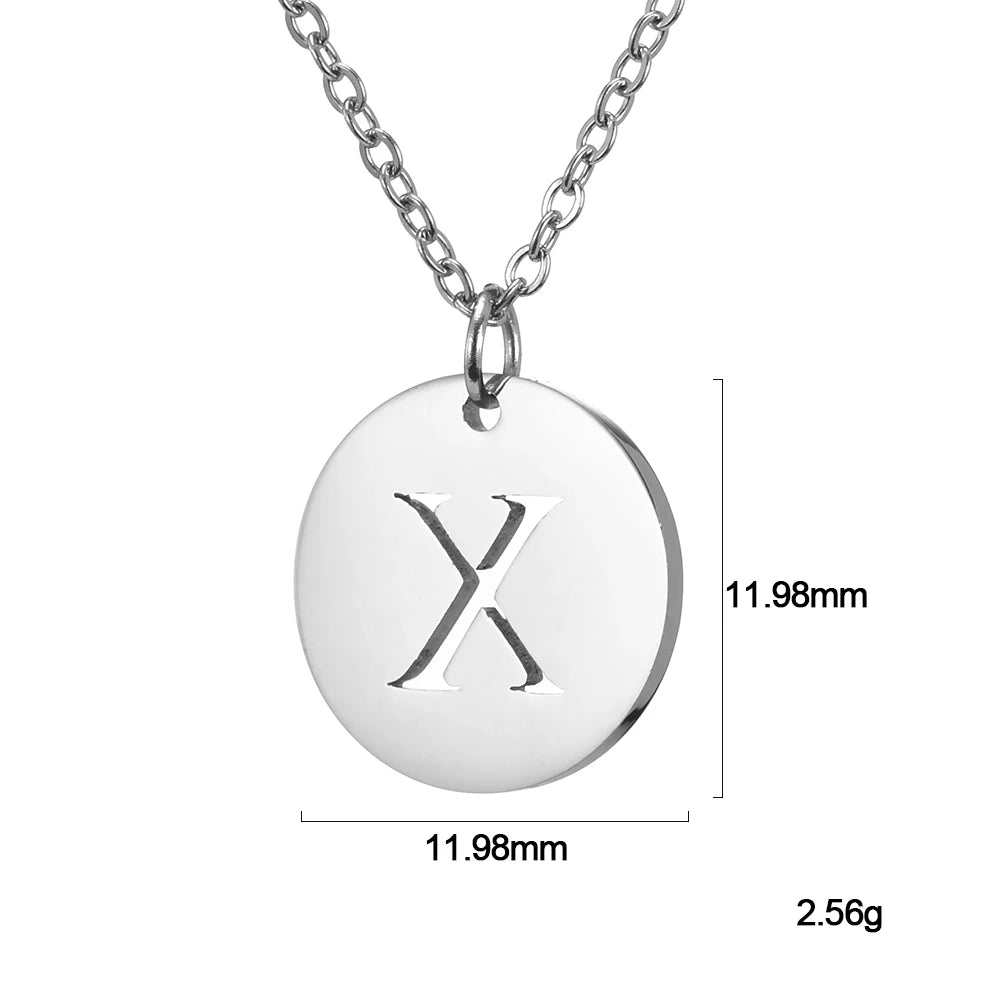 Kkjoy Fashion Stainless Steel Gold Color Minimalist Metal Round A-Z 26 Initials Necklace for Women Jewelry Gift Wholesale New in