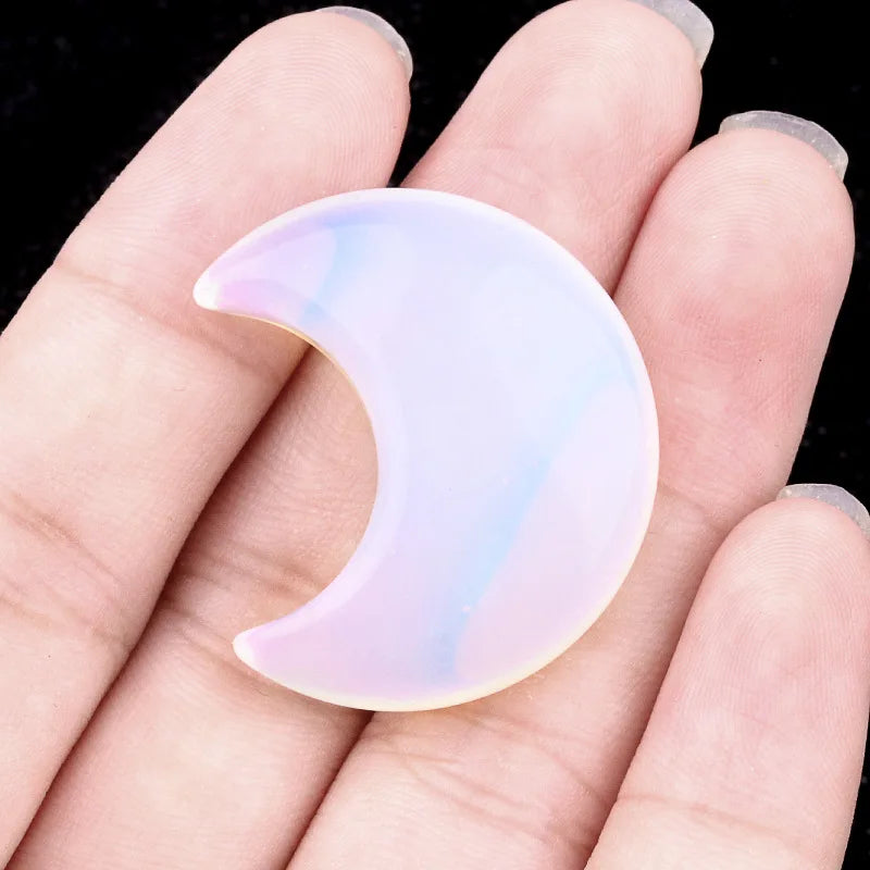 1PC Moon Shaped Natural Stones Healing Reiki Crystal 30mm Carved Gemstones for Meditation Balancing  Home Decor