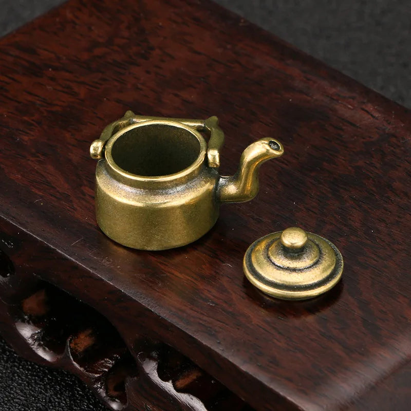 Antique Antique Made Old Boiling Kettle Brass Decorations Children's Fun Antique Tea Pet Decorations Handicrafts Collection